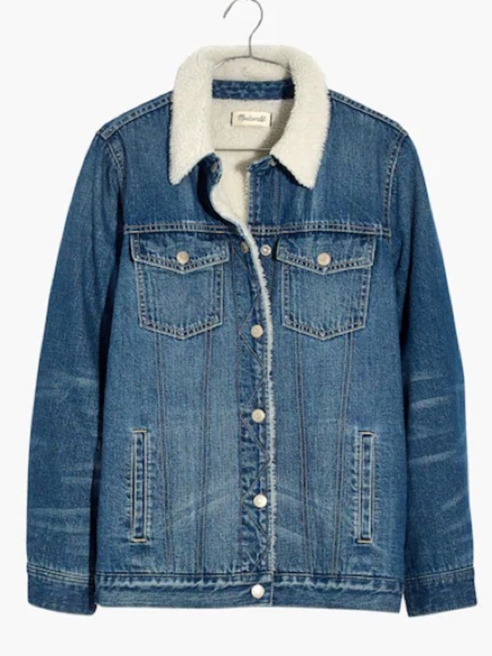 Madewell Oversized Sherpa Jean Jacket in Pinehill Wash
